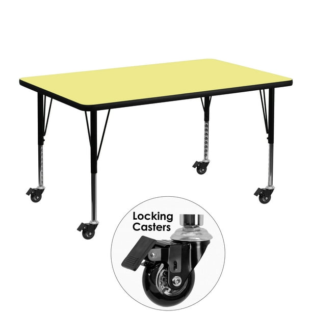 F/&F Furniture Group 30.500 Yellow Rectangular HP Laminate Activity Table with Standard Height Adjustable Legs
